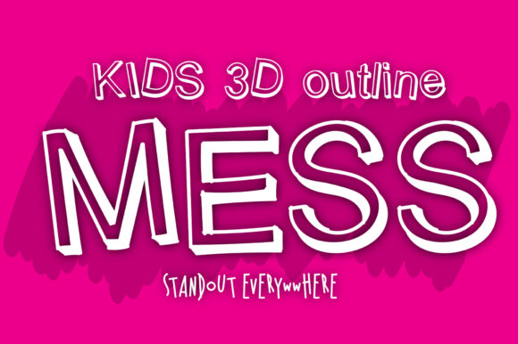 Kids 3D Outline Mess Font for Handmade Creations